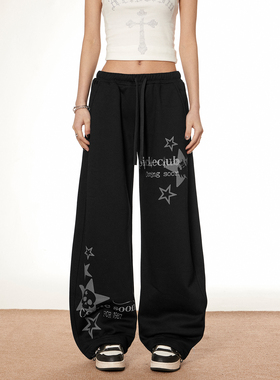 梁拌泡菜3/3新品上新20:00PM 抽绳高腰休闲宽松直筒长裤黑色束脚