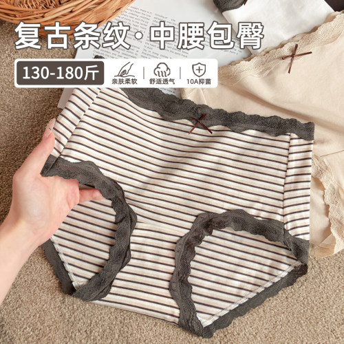 复古条纹内内精致蕾丝好看又好穿