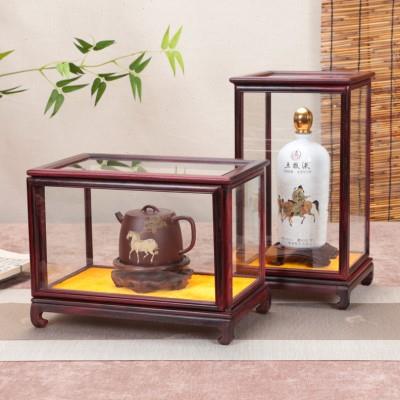 红木移门玻璃罩佛像花瓶摆件如意摆件工艺品展示盒实木宝笼防尘罩