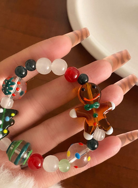 2025圣诞新款卡通人手链女闺蜜节日礼物时尚秋冬饰品圣诞装饰