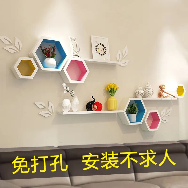 置物架沙发后面墙上装饰大承重简易书架挂墙安装墙上放东西的架子