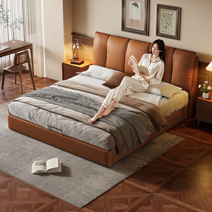 床主卧大床2米x2米2真皮床现代轻奢高级感7087 天禧派2025新款