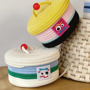 XEMO多巴胺手工棉绳蛋糕造型收纳筐桌面收纳盒玄关钥匙整理