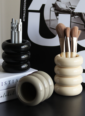 XEMO北欧ins风化妆刷收纳筒刷子收纳盒树脂桌面笔筒梳妆台