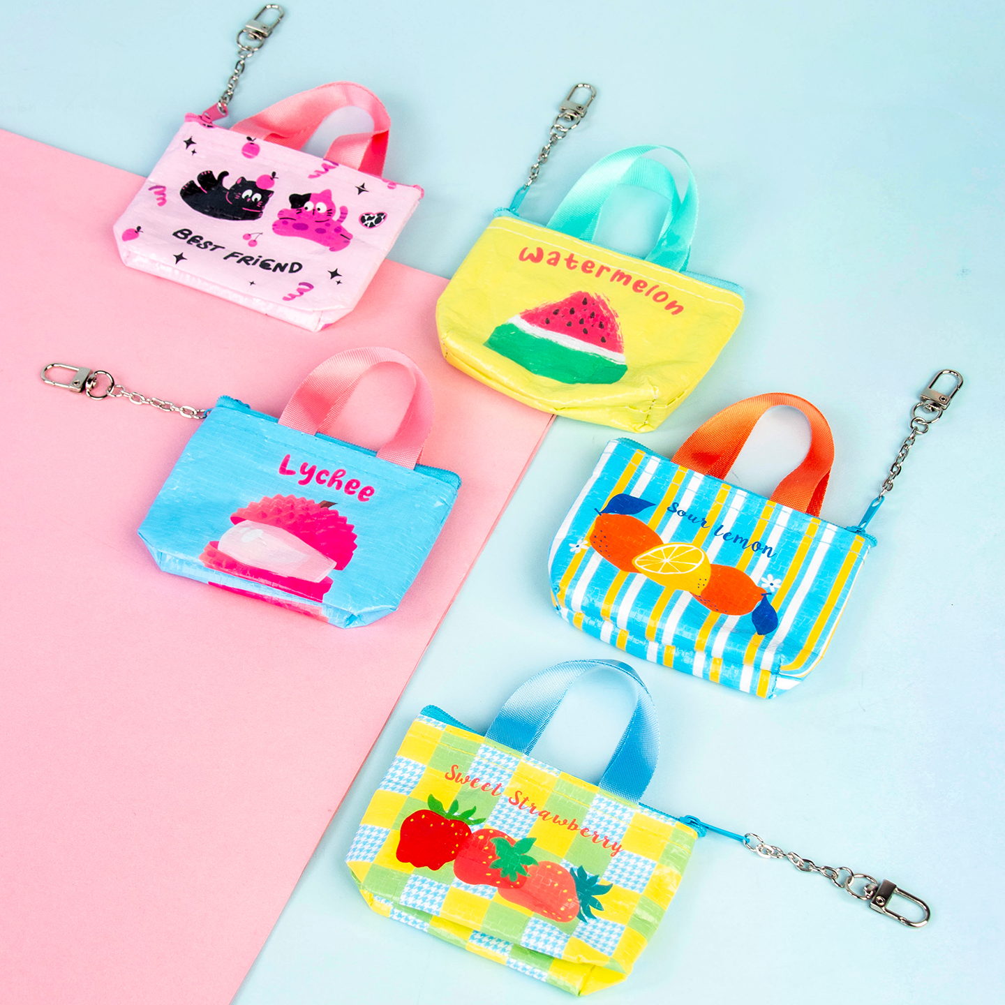 迷你编织袋带拉链耳机收纳手提零钱包小号活动赠送小礼品包包挂件