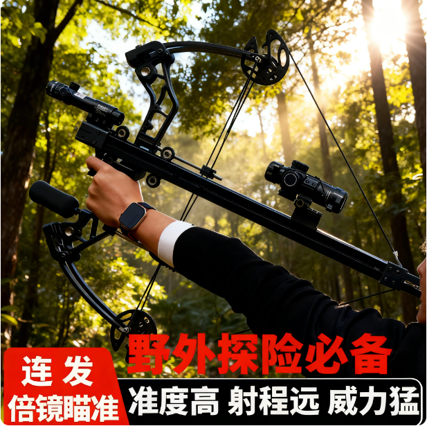 秃鹰50连发气压户外弹弓复合弓专用钢珠三用成年人激光瞄准高精度