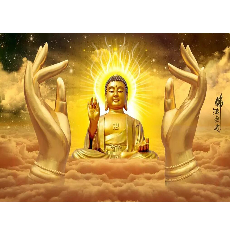 3d寺庙佛像墙纸佛教佛堂如来佛祖菩萨神台背景墙壁纸释迦牟尼壁画