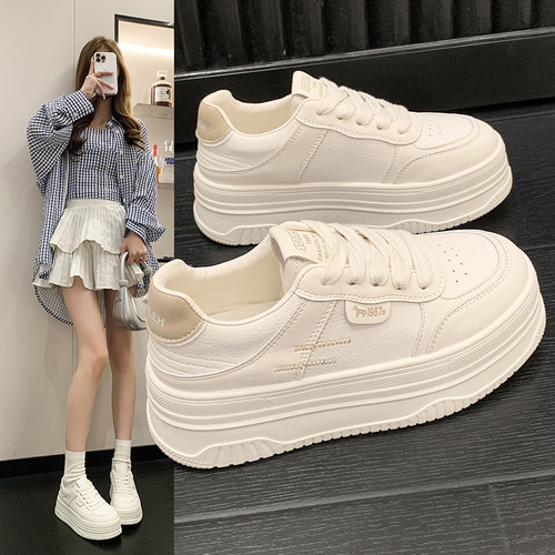夏季踩屎感厚底增高女小白鞋