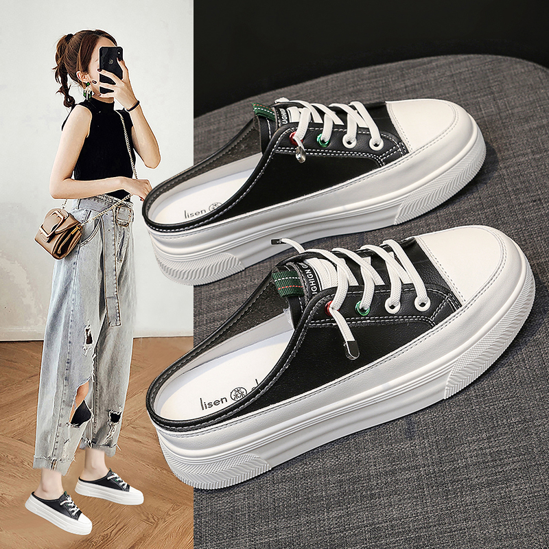 包头半拖平底圆头休闲一脚蹬