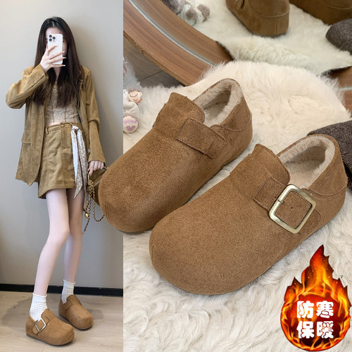 爆款厚底全包加绒勃肯鞋女