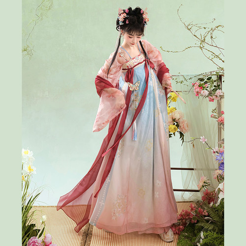 汉服女日常粉色仙气小唐风春夏款