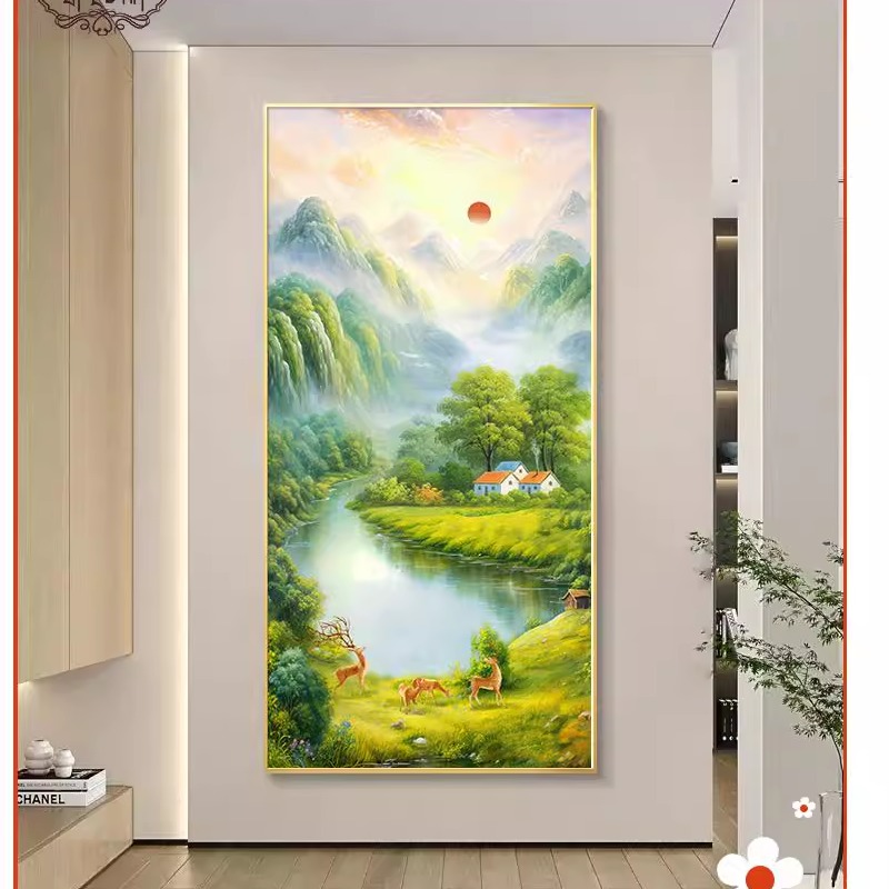 旭日东升入户玄关装饰画山水风景