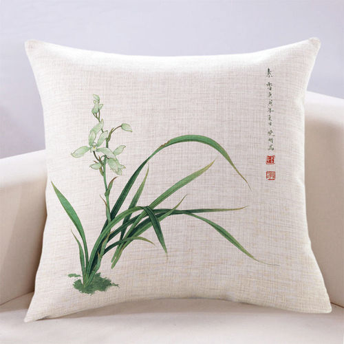 【雅之阁】中式古典素雅兰花靠枕