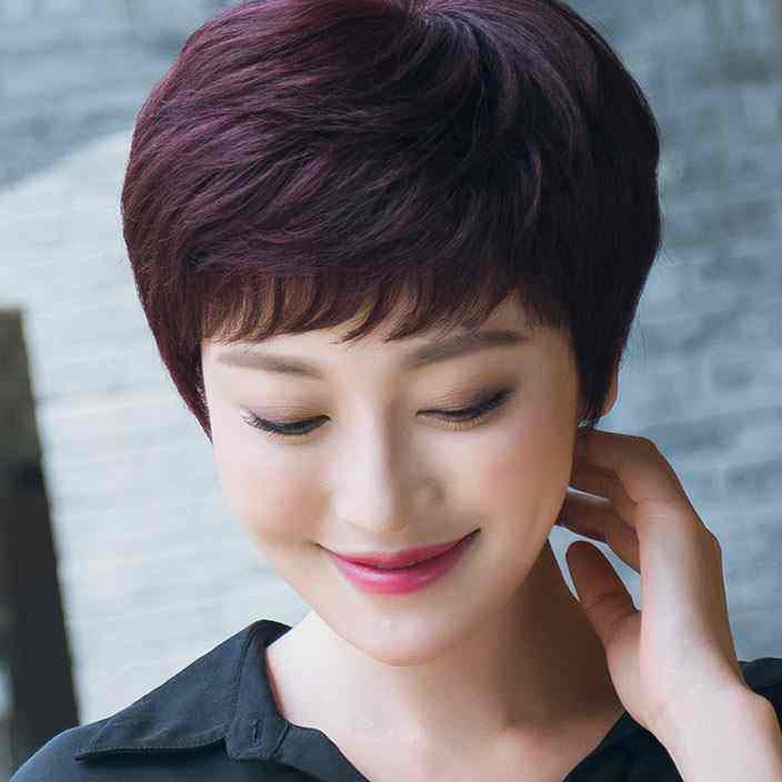 假发女短发中老年妈妈真发发套逼真自然真人发丝全头套气质发型