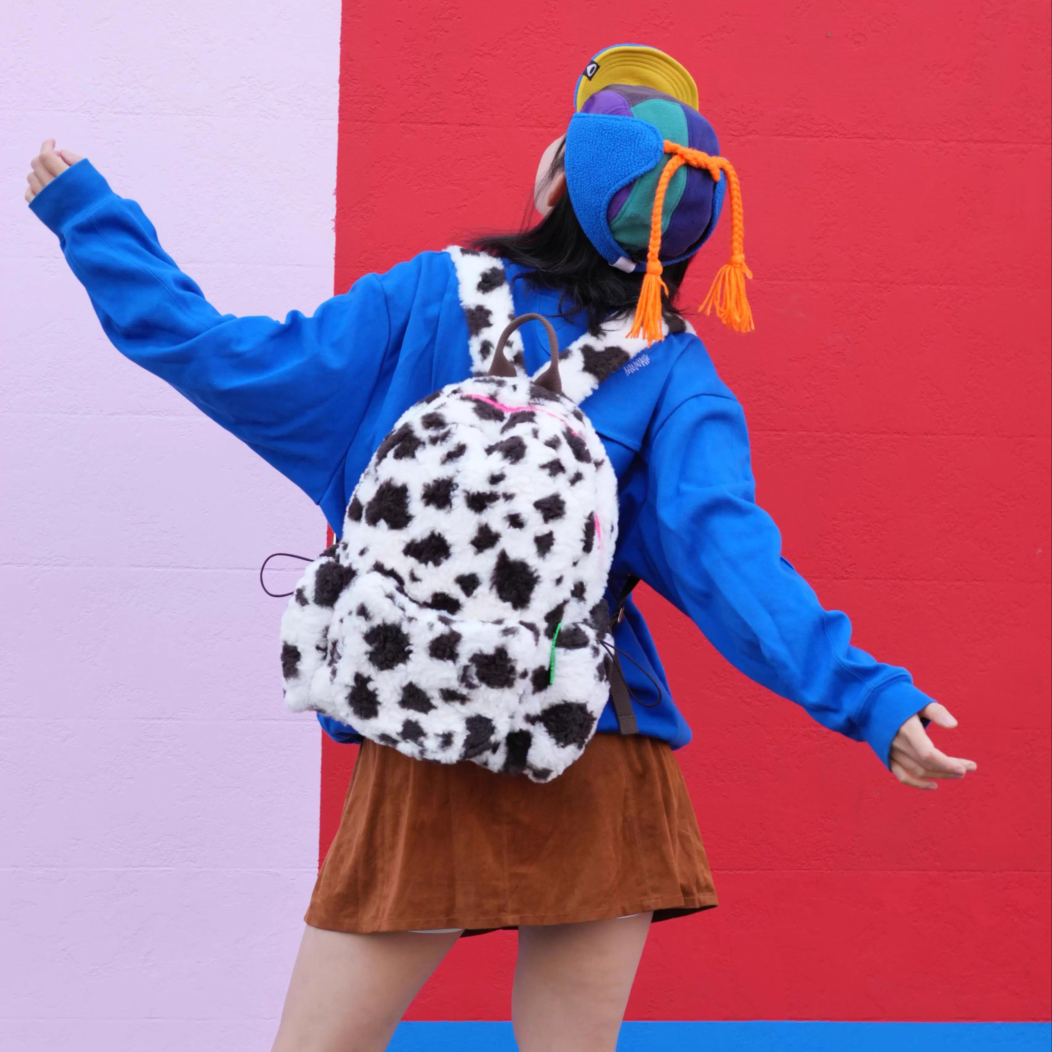 SIF商店上学内里印花毛绒双肩包