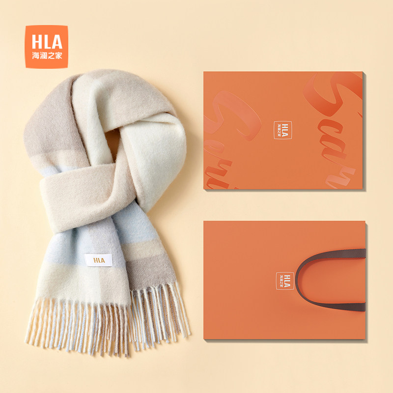 海澜之家围巾女士2025新款纯羊毛礼盒送女友高档秋冬防寒保暖围脖