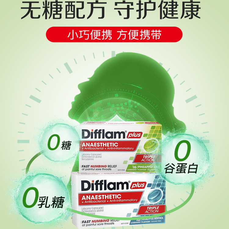 澳洲Difflam润喉糖护嗓教师扁桃体慢性咽炎咳嗽药喉咙痛消炎杀菌