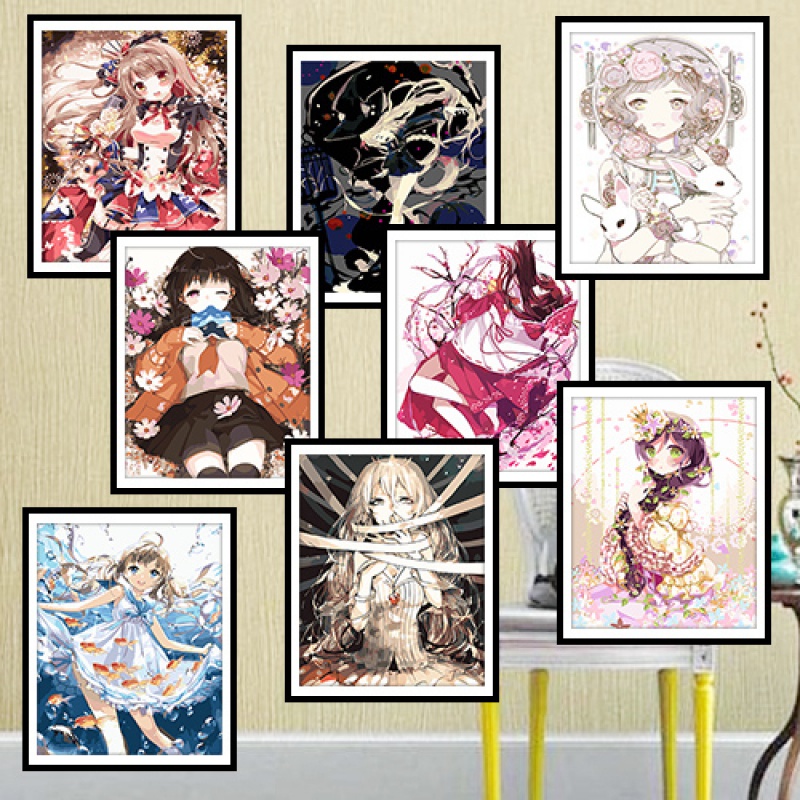 diy数字油画卡通动漫人物填色画手绘二次元初音未来