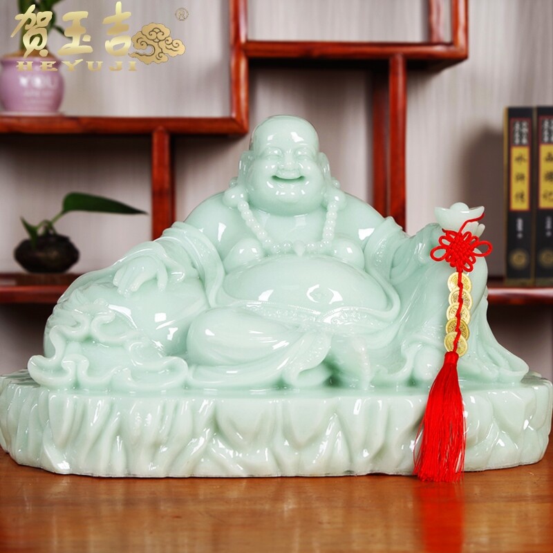 贺玉吉玉石弥勒佛摆件玉石佛像大肚笑佛雕像装饰品乔迁供奉工艺品