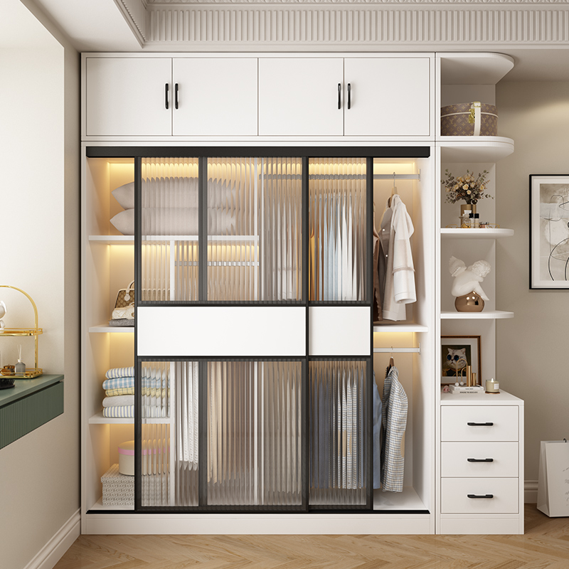 金斗满仓现代家用简约玻璃门衣柜