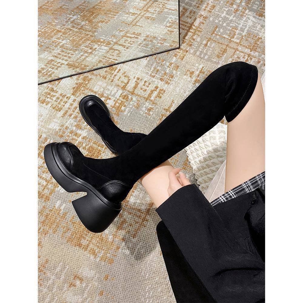 【粉丝抢购价】过膝靴长靴女2025年秋冬新款粗跟长筒靴弹力高筒靴