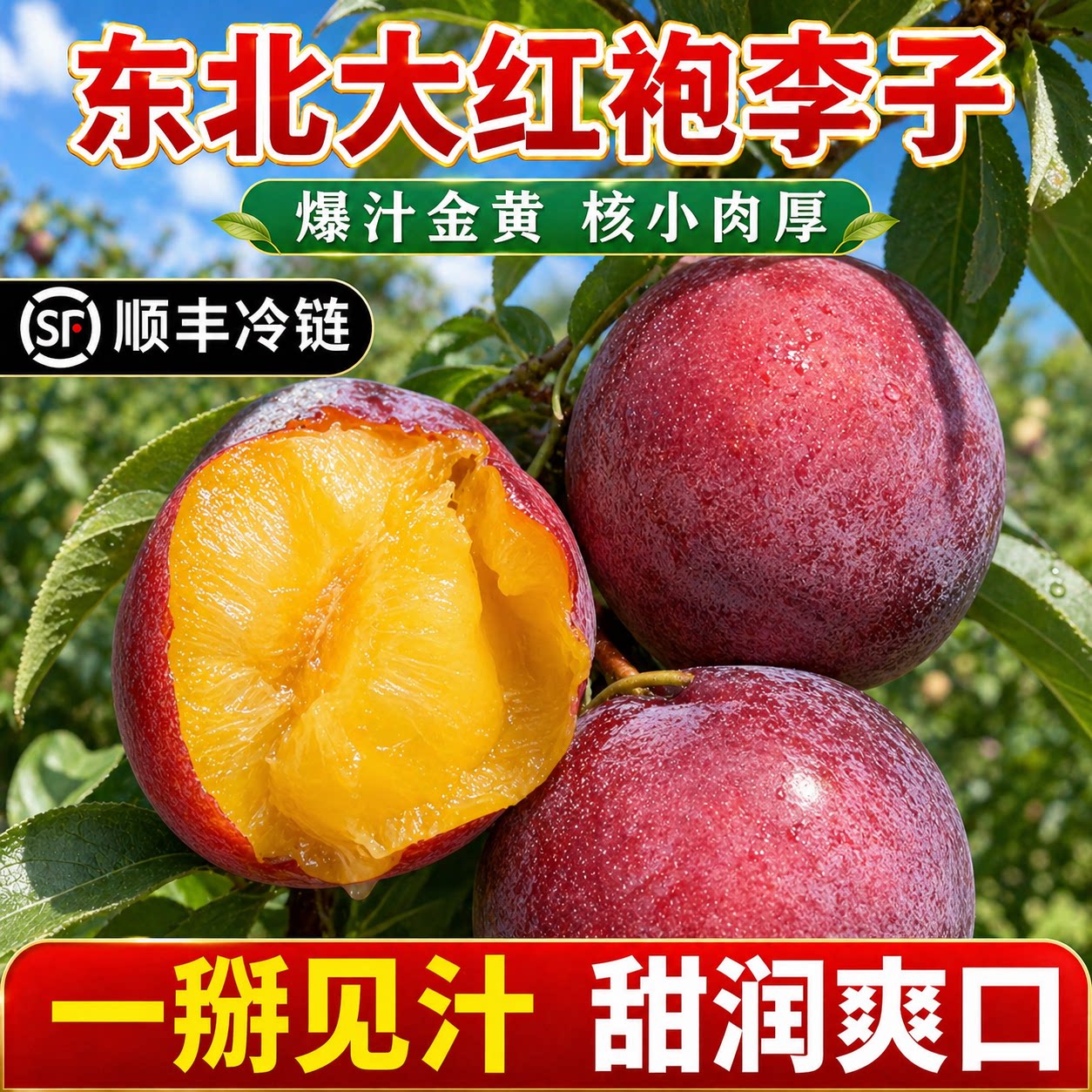 顺丰东北大红袍李子甜脆黄心当季李子