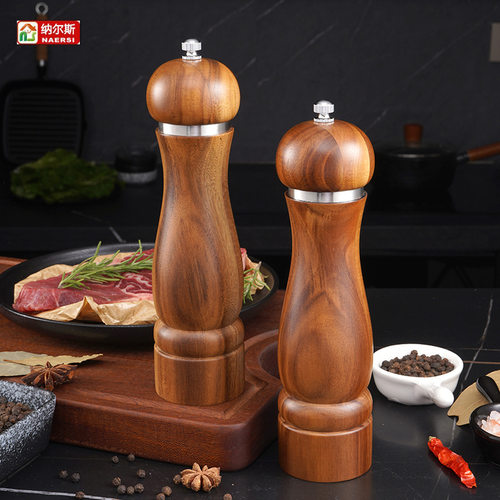 钢圈研磨器 相思木胡椒磨 陶瓷芯手动胡椒研磨器BBQ烧烤工具组套