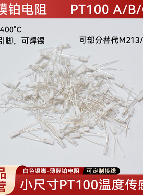 白色小尺寸温度传感器PT100A/B/C级贺利氏电阻平替薄膜铂电阻银脚