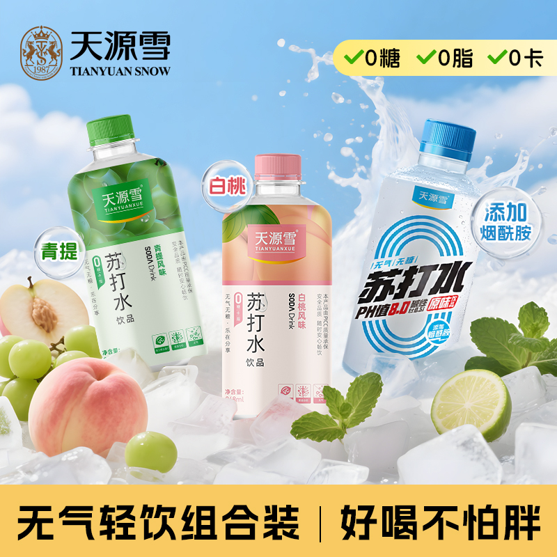 天源雪青提苏打水饮料整箱12瓶装