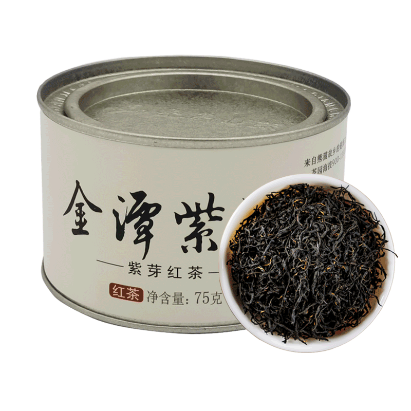 马边高山茶金潭紫袍紫芽红茶四川红茶小叶种生态茶叶特级罐装75g