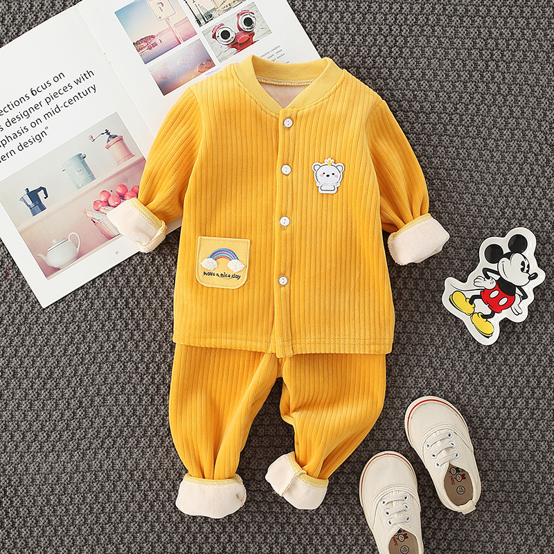 宝宝保暖衣套装加绒春秋冬季外穿