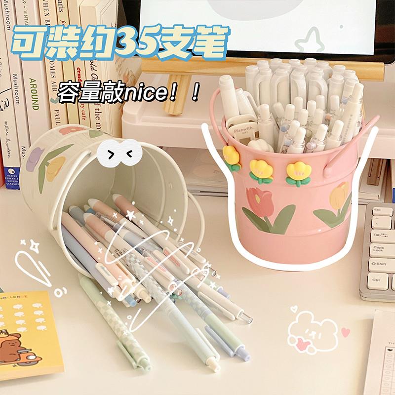 大容量创意笔筒架办公室桌面文具笔收纳盒儿童男孩女孩摆件收纳桶