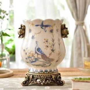 客厅装 花瓶摆件陶瓷花瓶创意家居新中式 饰品裂纹冰青花 书房欧式