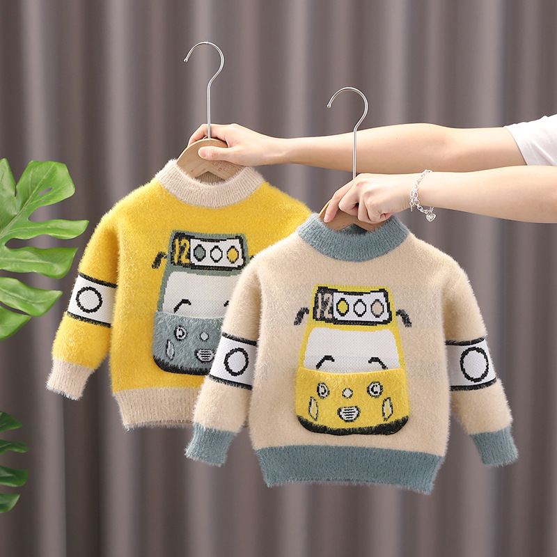 男童毛衣针织衫水貂绒加绒加厚