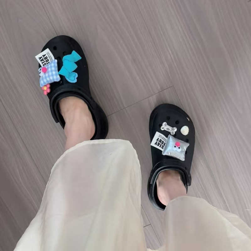Mkop洞洞鞋配饰高级感鞋扣配件眼镜格子饼干鞋花适配Crocs/Cross