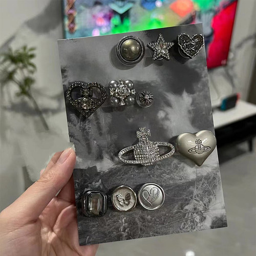 Mkop洞洞鞋配饰金属星球钻石鞋花