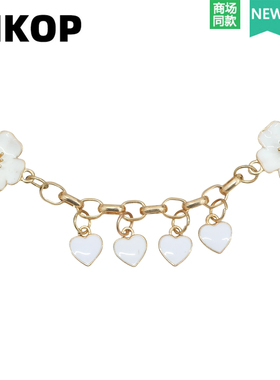 Mkop洞洞鞋配饰diy高级感鞋扣配件白色樱花链鞋花适配Crocs/Cross