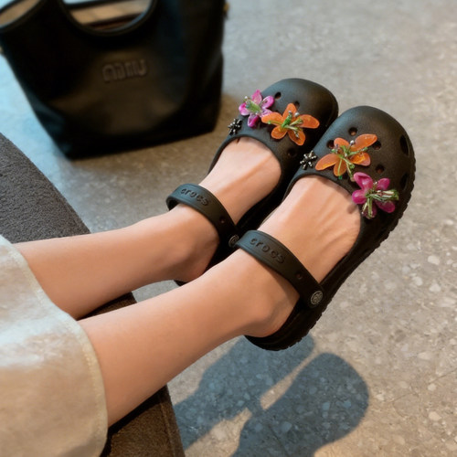 MKOP洞洞鞋配饰高级感鞋扣配件森系橘紫花瓣鞋花适配Cross/Crocs