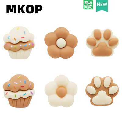 Mkop洞洞鞋配饰脚印蛋糕花朵鞋花