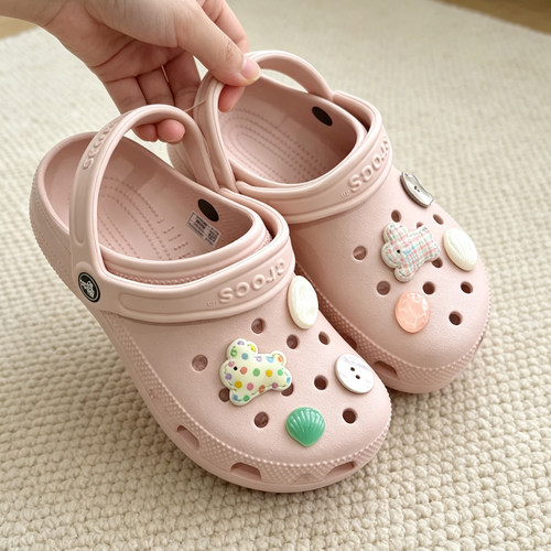 MKOP洞洞鞋配饰高级感鞋扣配件波点小熊贝壳鞋花适配Cross/Crocs