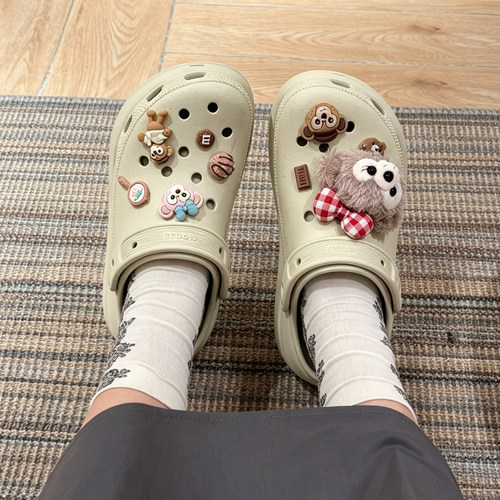 MKOP洞洞鞋配饰高级感鞋扣配件卡通玩偶猴子鞋花适配Cross/Crocs
