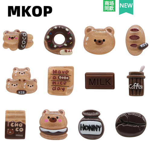 Mkop洞洞鞋配饰透明小熊鞋花