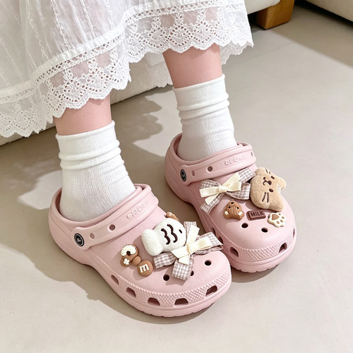 MKOP洞洞鞋配饰高级感diy鞋扣配件猫咪蝴蝶结鞋花适配Cross/Crocs