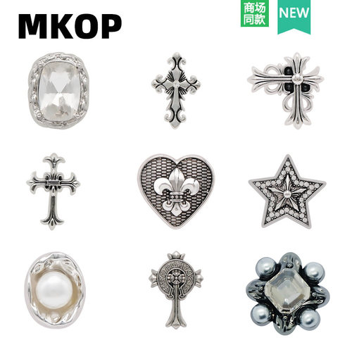 Mkop洞洞鞋配饰十字架鞋花