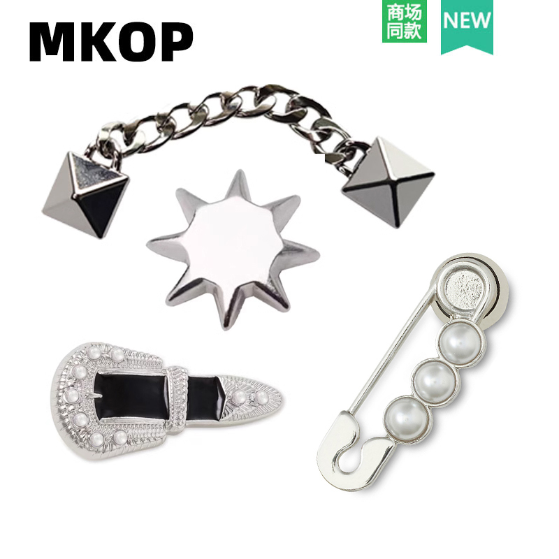 Mkop洞洞鞋配饰金属链条别针鞋花