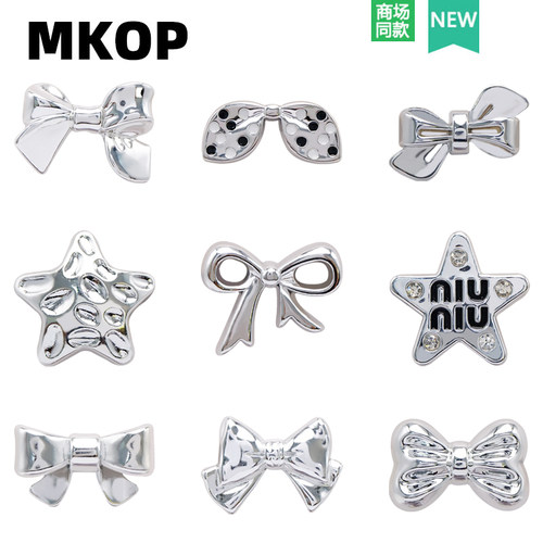Mkop洞鞋配饰电镀蝴蝶结鞋花