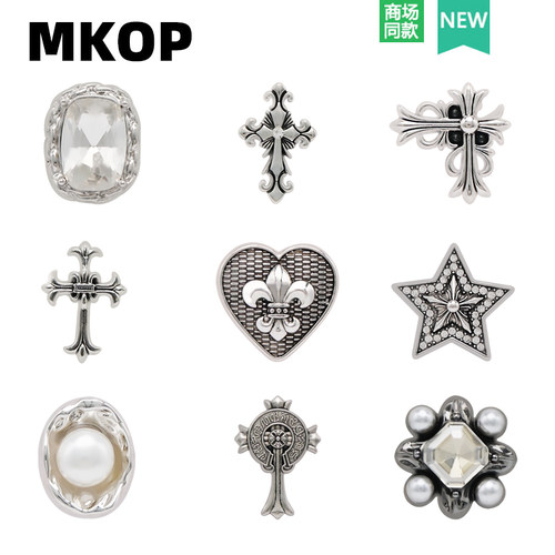 Mkop洞洞鞋配饰十字架鞋花