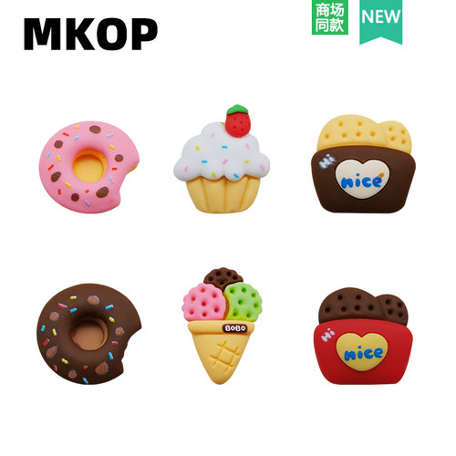 Mkop洞洞鞋配饰薯饼三色甜筒鞋花