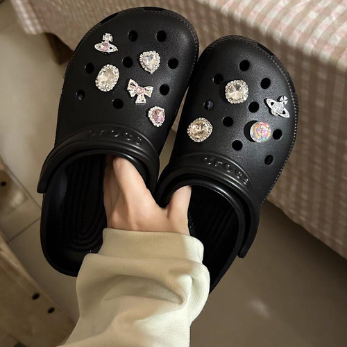 Mkop洞洞鞋配饰高级感鞋扣配件金属闪闪钻石鞋花适配Crocs/Cross