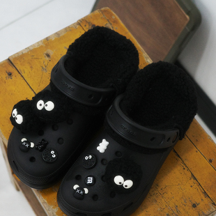 Mkop洞洞鞋毛绒内胆棉可拆卸冬天配饰适配Crocs/Cross泡芙云朵